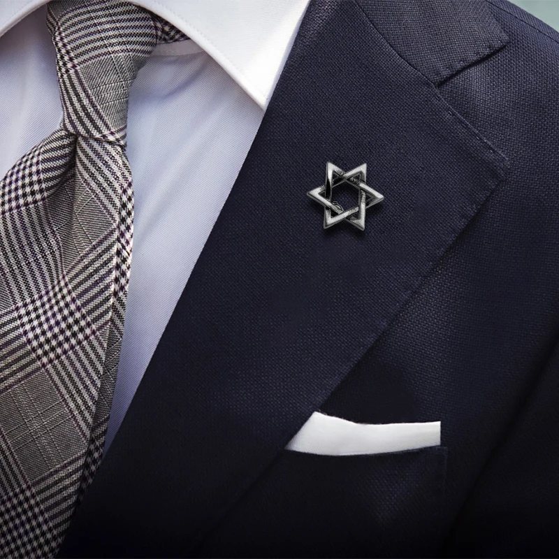 KFLK Fashion Six Pointed Star Brooch Pins Exquisite Brand Brooches For Women Mens Costumes Badge Brooch Jewelry Wholesale