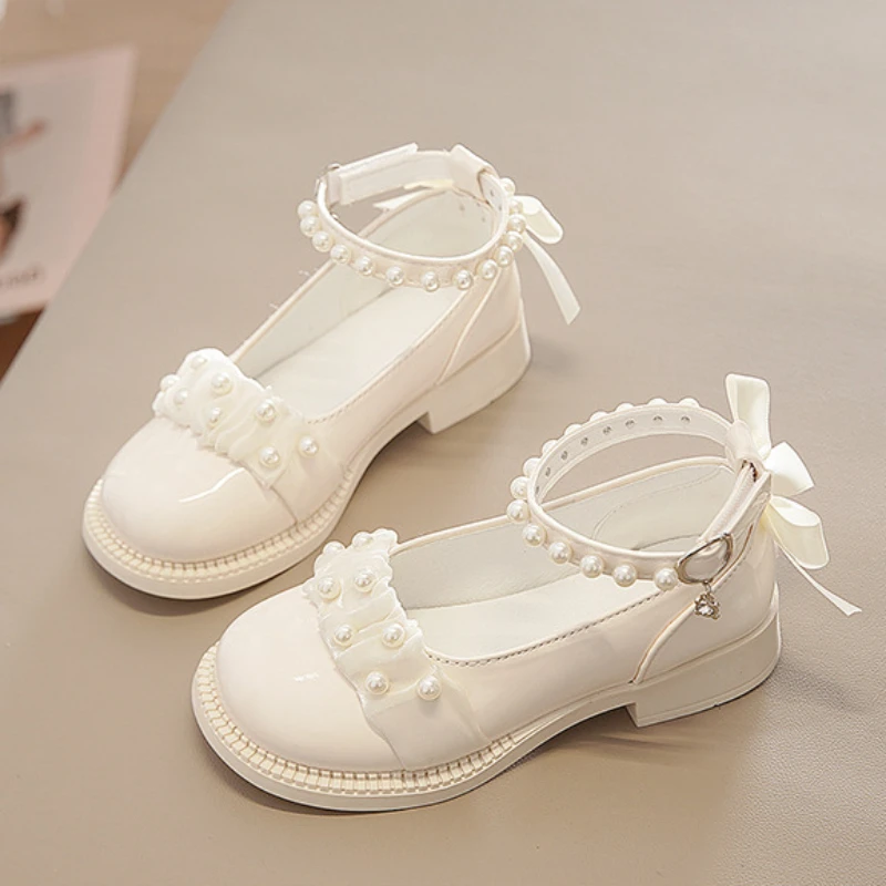 Scarpe da principessa in pelle per ragazze moda Lolita papillon causale per bambini Mary Jane scarpe dolci per bambini scarpe da spettacolo scolastiche nere