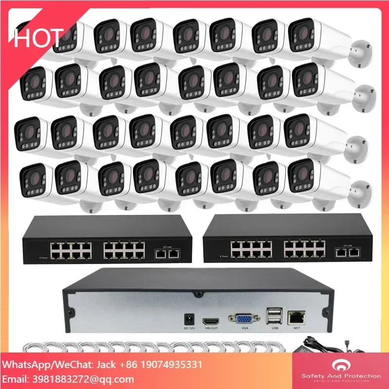 4X Zoom Face Detection Night Vision Outdoor 32 Channel CCTV Network Security Camera System POE 8 MP Complete Set