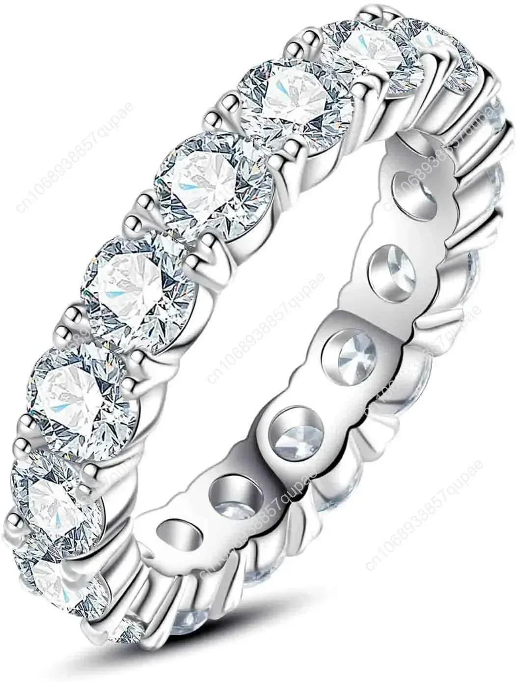 

Cubic Zirconia Eternity Band Ring Round Cut/Cushion Cut 5A Grade D Color Simulant Diamond CZ Wedding Band Promise Anniversary Ri