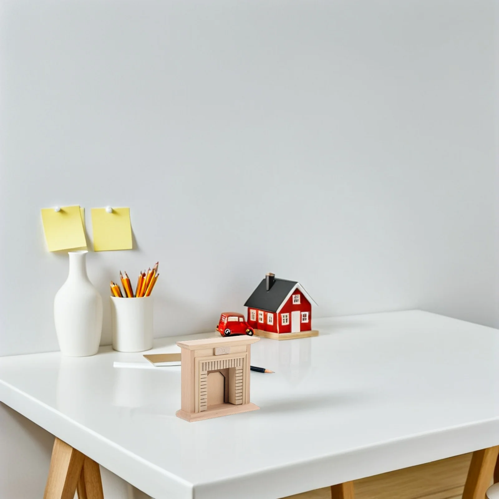 

2Pcs Miniature Wood Fireplace: Unfinished DIY Desktop Decor for Dollhouse Simulation Furniture Tiny House Lawn Fairy Scene Micro