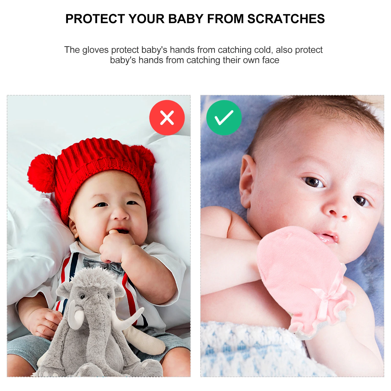 

6Pairs Baby Anti-Scratch Mittens Soft Elastic Newborn Gloves Warm Protective Infant Bowknot Decor Comfortable Gloves