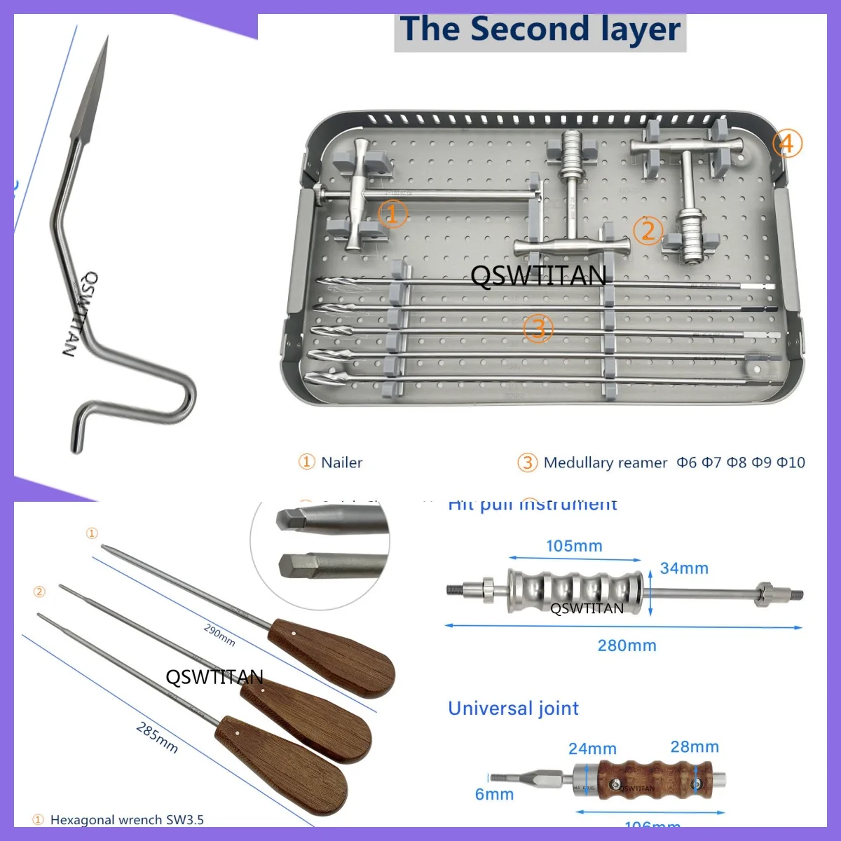 

Ортопедический самоблокирующийся интрамедуллярный набор инструментов для ногтей, ортопедические хирургические инструменты, инструменты