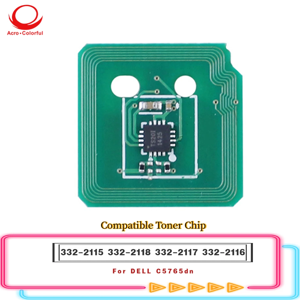 

Совместимый с 18K 12K 332-2115 332-2118 332-2117 332-2116 чип картриджа с тонером применяется к цветному лазерному принтеру DELL C5765dn