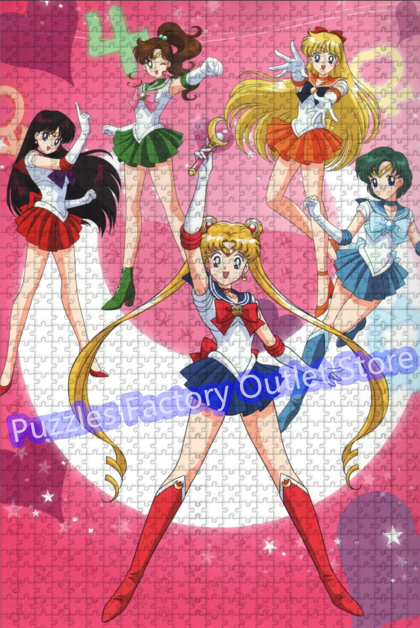 Sailor Moon Sailor Mercury Sailor Mars Jigsaw Puzzles Nine Sailors Warriors Assemble! Anime Print Puzzle for Kids Toys Gifts