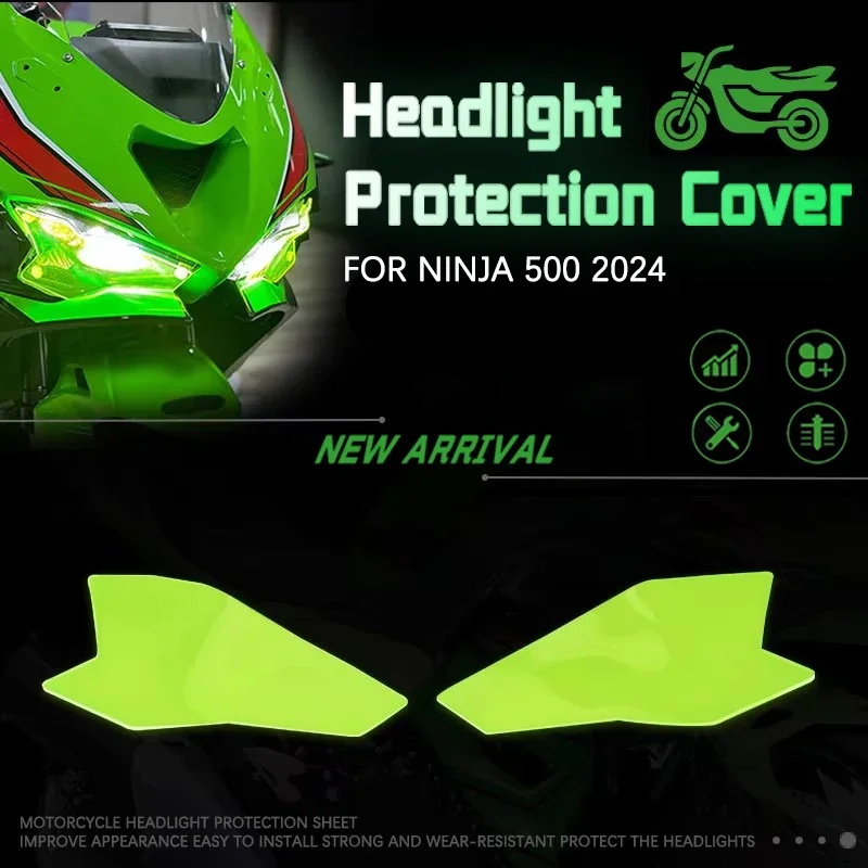 

New motorcycle acrylic front headlight guard head light lens cover protector for ninjavan 500 2024