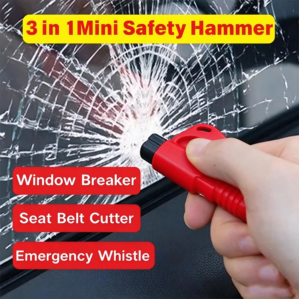 3 In 1 Car Safety Hammer Escape Window Breaker Lifesaving Key Chain Hammer Car Accessories Glass Shattering Emergency Device