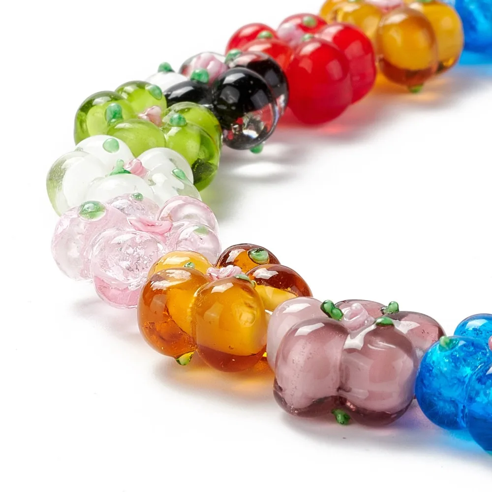 

about 28pcs/strand Handmade Flower Lampwork Beads Strands, Bumpy Floral Glass Beads for Jewelry Making DIY Bracelet Necklace