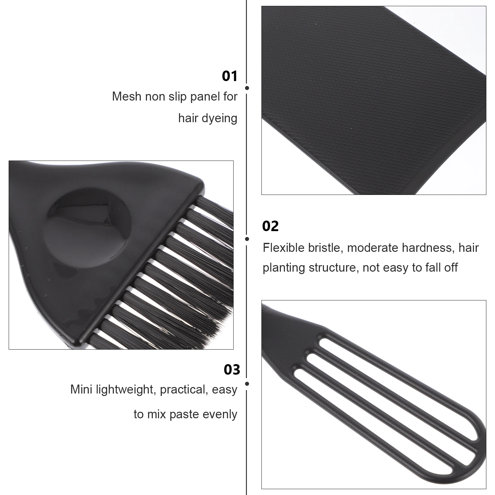 

6pcs Hair Dye Comb Set Tint Brush Dying Board Highlighting Kit Coloring Tools Black Plastic Durable Easy Use Salon Home