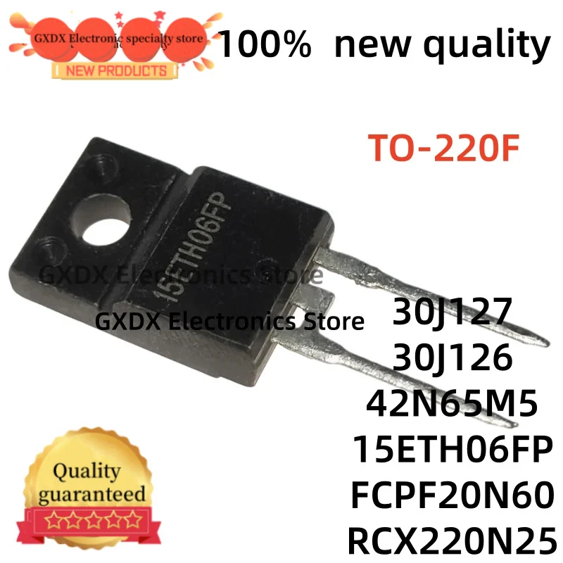 5-10-20Uds 100% nuevo GT30J127 30J126 42N65M5 STF42N65M5 FCPF20N60 15ETH06FP RCX220N25  30J127 TO-220F  Electronic components