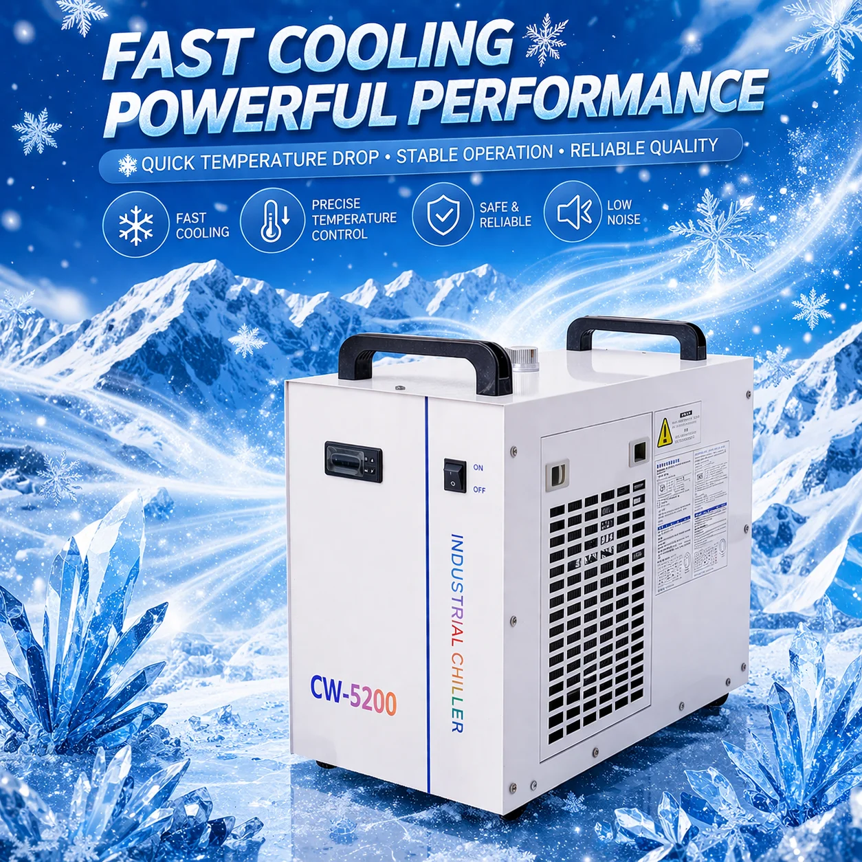 CW-5200 Industrial Water Chiller With Pump For CO2 Laser Engraving/Cutting Machine Cooling 220V 0.5kW 1 Year Warranty