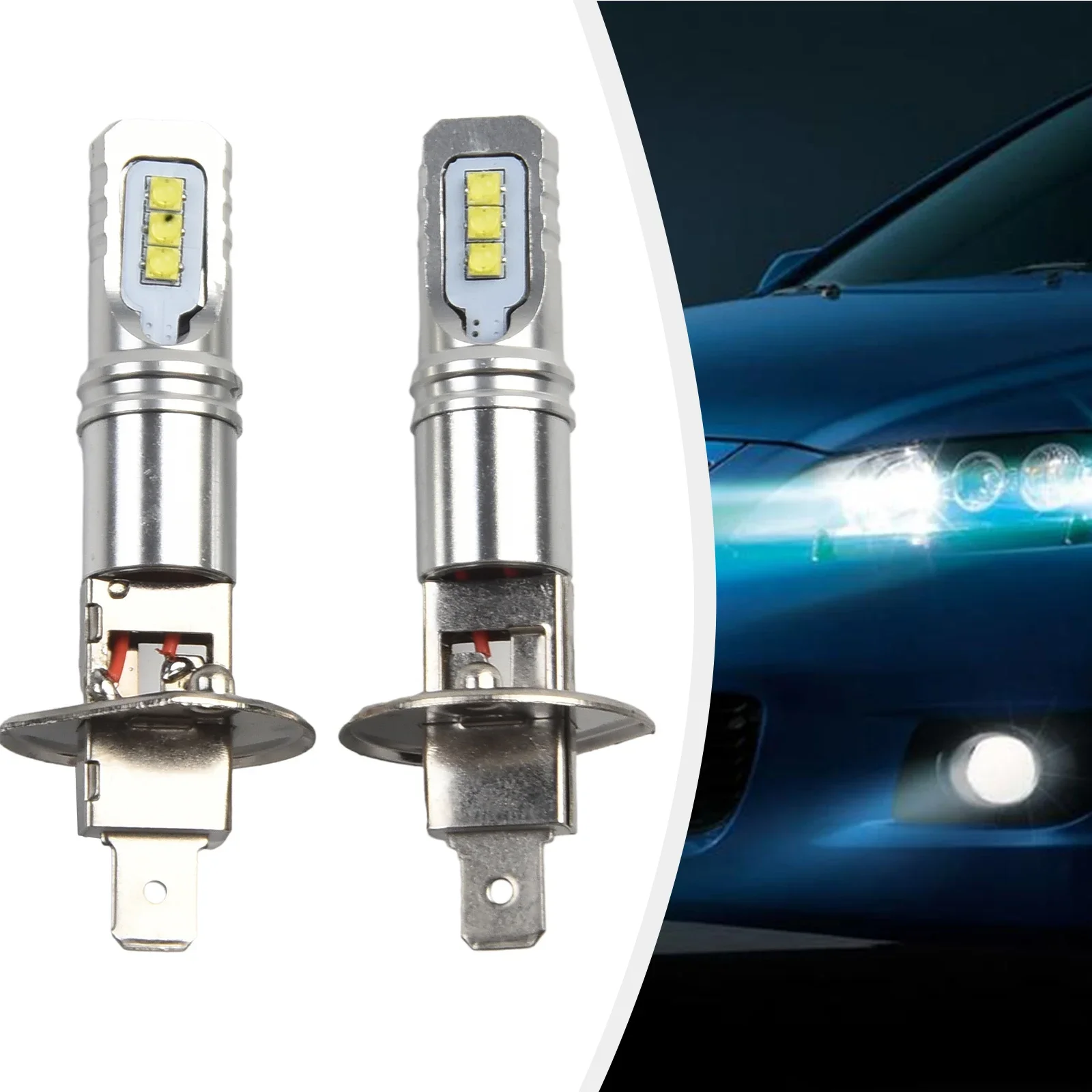 

6 LEDs/bulb H1 LED Bulbs 6000K Application Bulb Kit High Low Beam Fog Lamp Left Super Bright Easy Installation
