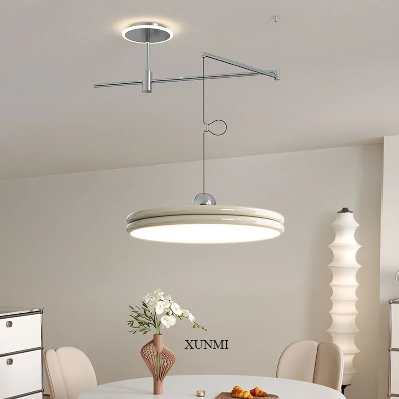 

French Cream Style Restaurant Chandelier Can Be Moved Rocker Arm Nordic New Cream Style Dining Minimalist Modern Single Head LED