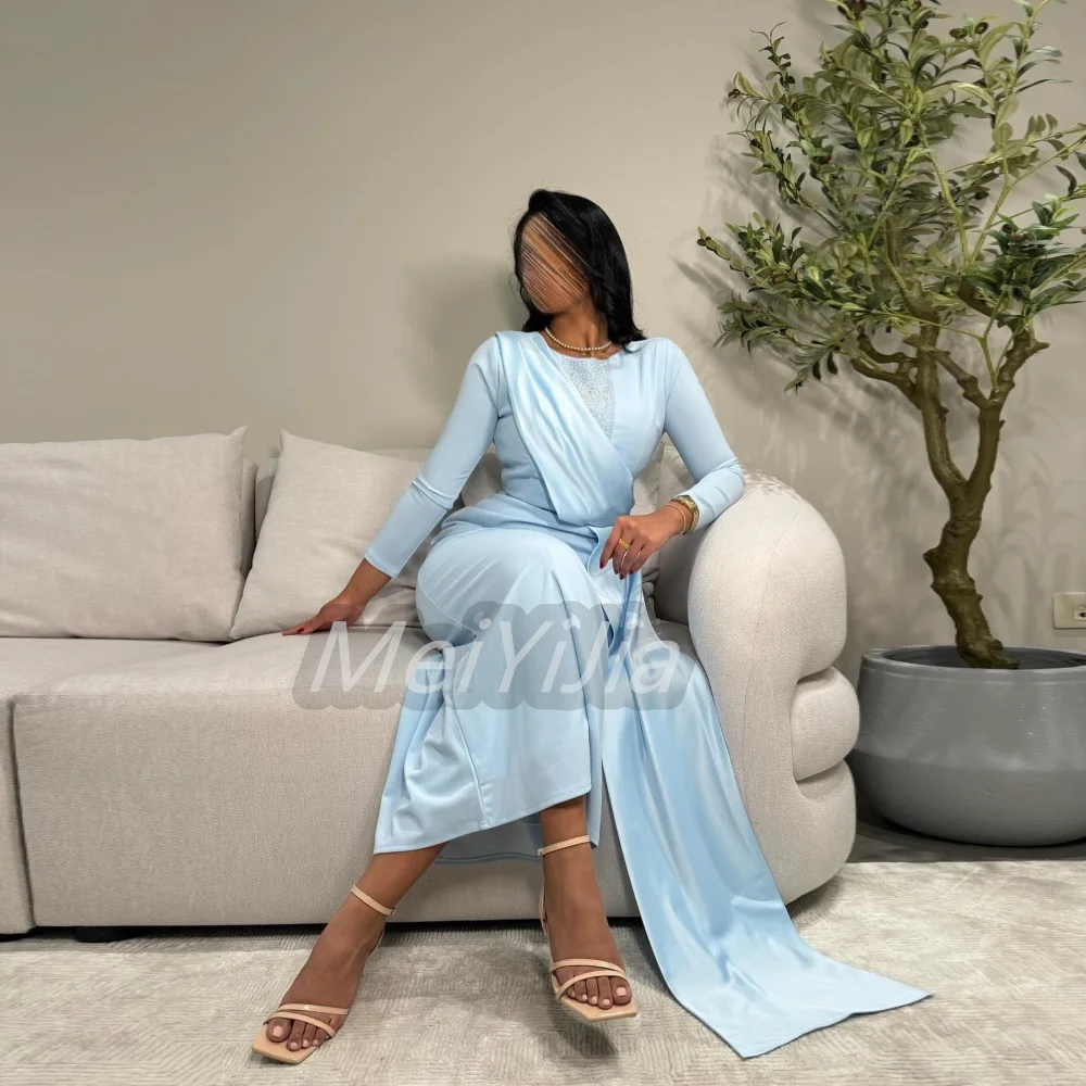 Meiyijia  Evening Dress Saudi Long Sleeves Elegant Ruffle Prom Dresses Arabia  Sexy Evening Birthday Club Outfits Summer 2024