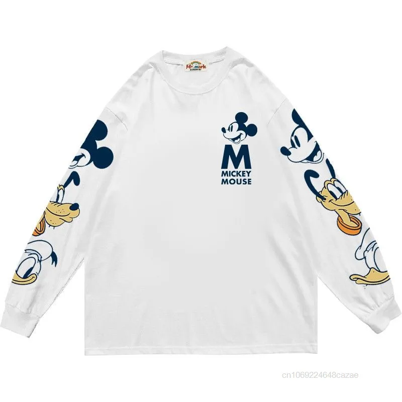 

Disney Mickey Donald Duck Bruto Cartoon T-shirt Versatile Cotton Korean Version Long Sleeved Tees Harajuku Simple Trendy New Top