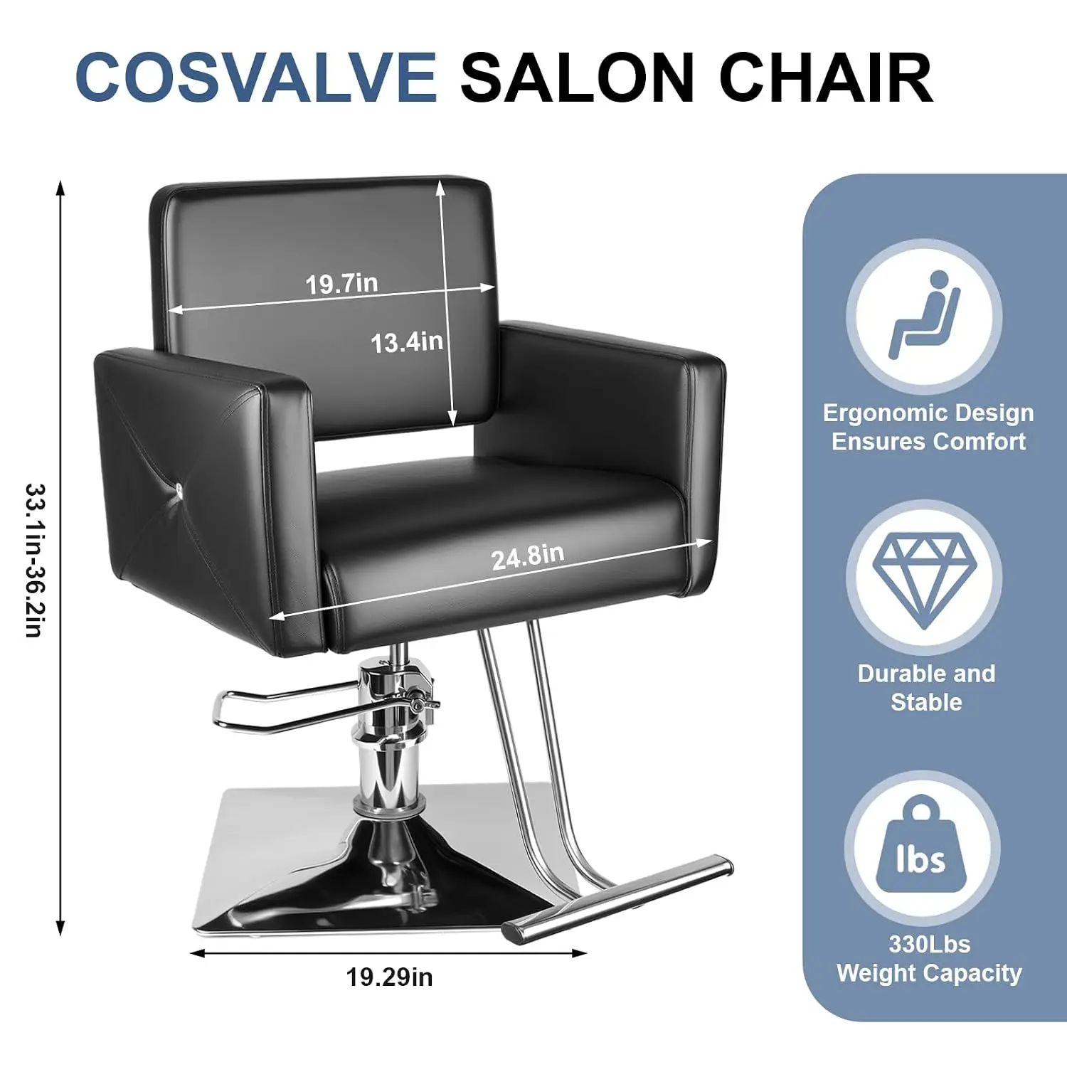 Hydraulic Salon Chair Height Adjustable 360 Swivel Rolling Spa Beauty Equipment Max Load 330 Lbs, Customized