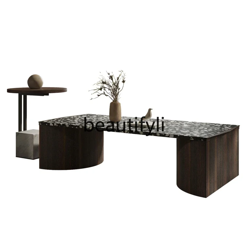 

Marble coffee table combination rectangular new long tea table