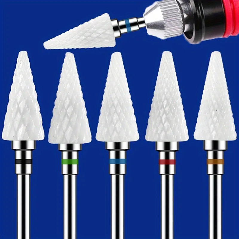 Kit-1/2/4/5PCS Ceramic Nail Drill Bit Milling Cutter, Electric Manicure Drills Pedicure Mill Bits, Machine Files Nail Art Tools