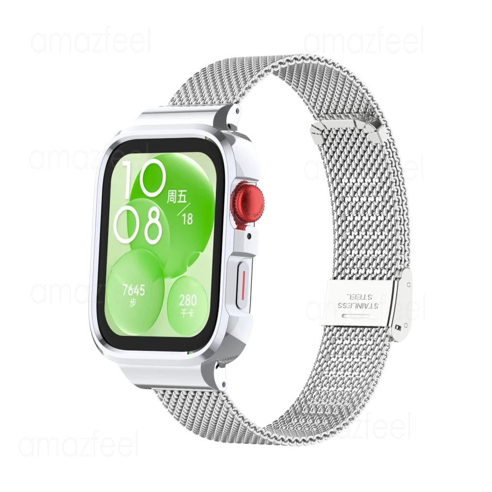 Strap Case Protector for Huawei Watch Fit 3 Smart Watch Metal Bracelet+Cover for huawei watch fit 3 Wristband Protective shell