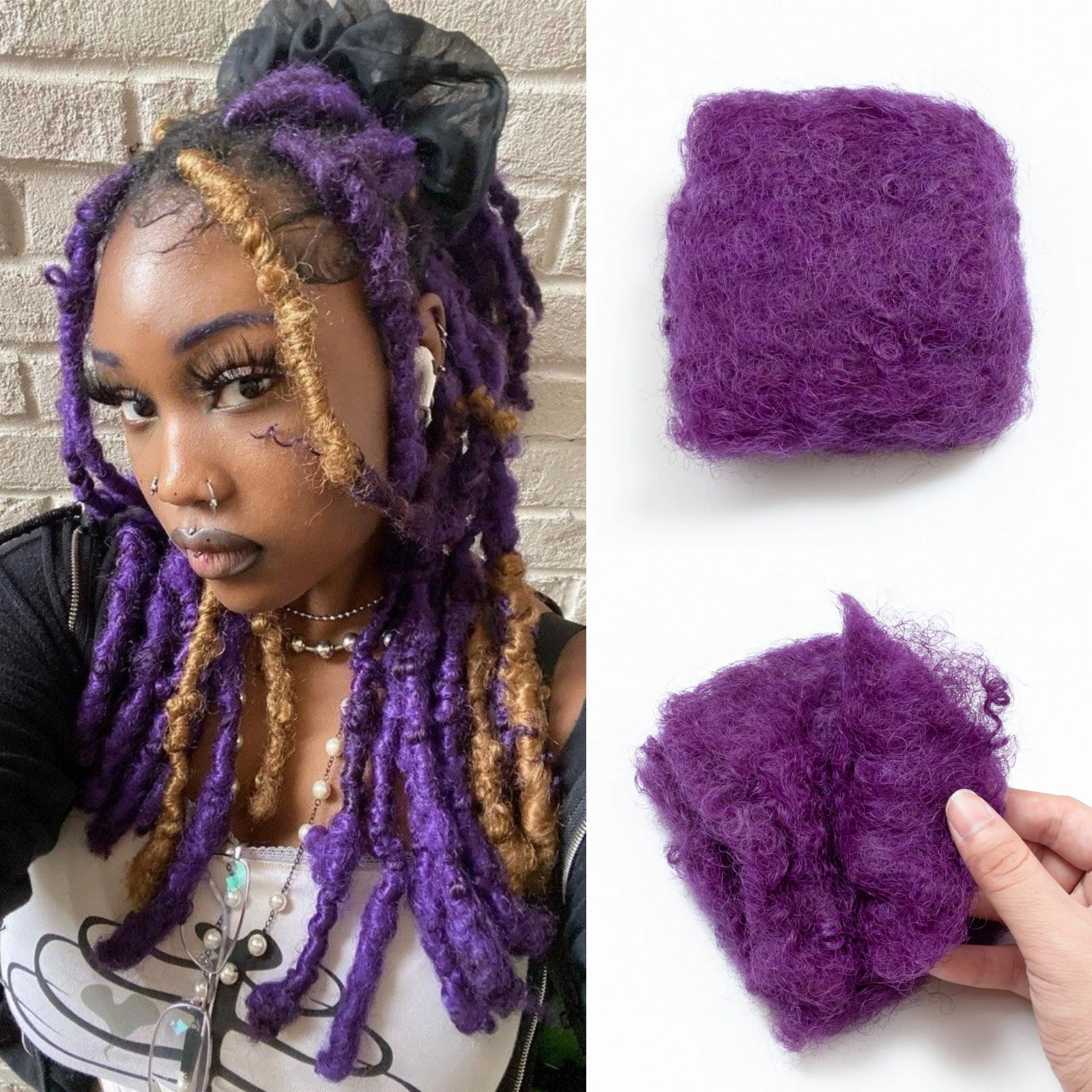 

8 дюймов, 30 г/шт., афро-кудрявый объем, 100% наращивание человеческих волос, грязные косы в стиле регги, натуральные бразильские фиолетовые вязанные крючком волосы, дреды