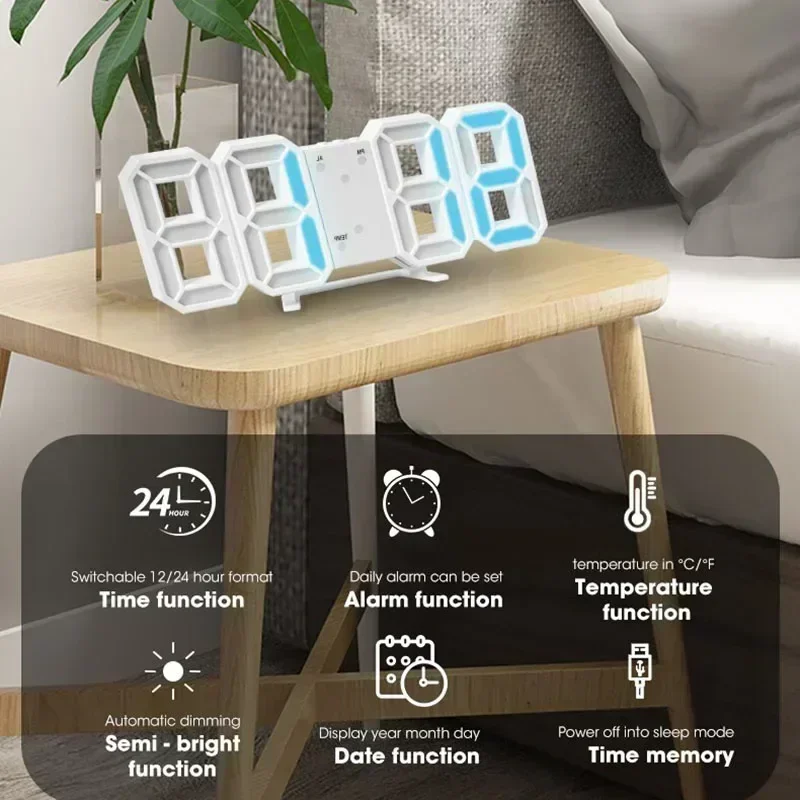 Wall Clocks Home Watches Mode Night Decoration for Bedroom Garden Digital Clock Glowing Electronic LEDs Decor Adjustable Watch