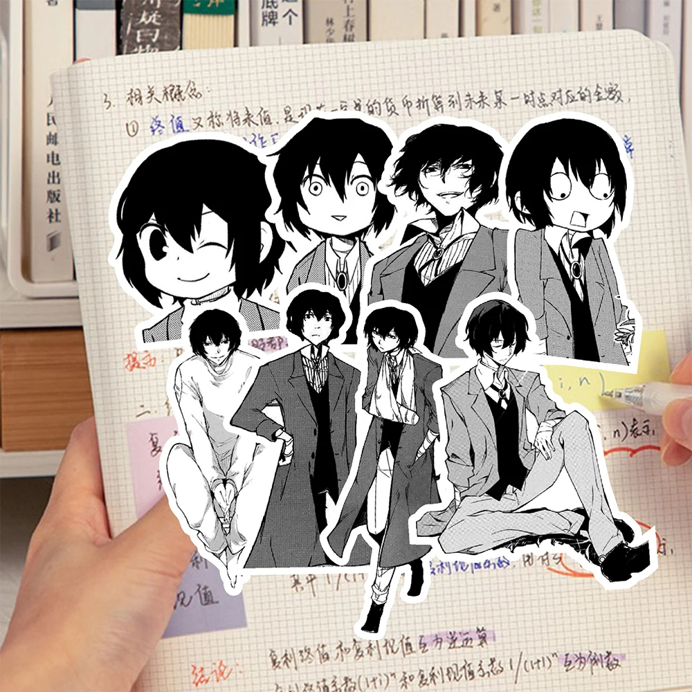 10/30/73pcs Bungo Stray Dogs Black White Cartoon Graffiti Stickers Decals for Kid DIY Laptop Guitar Diary Cool Anime Sticker Toy