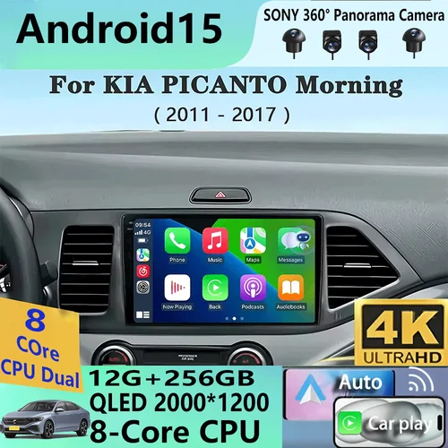 Imagen 1 del producto Android 15 Carplay Auto para KIA PICANTO Morning 2011 2012 2013 2014 2015 2016 reproductor Multimedia de navegación de Radio de coche WIFI + 4G DSP