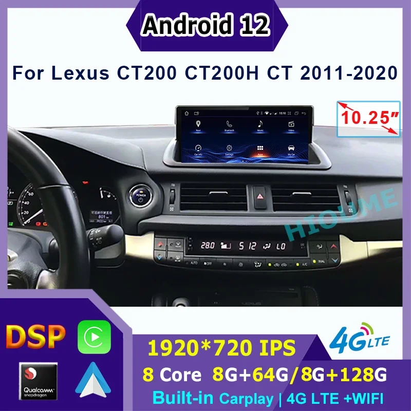 

Android 12 Car Snapdragon Navigation Multimedia Player CarPlay Autoradio Stereo 6+128G For Lexus CT CT200 CT200h 2011-2020