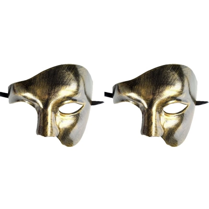 Hot kf-2X Carnival Half Face Phantom Mask Antique Phantom Of The Opera Ball Party Nightclub Club Mask