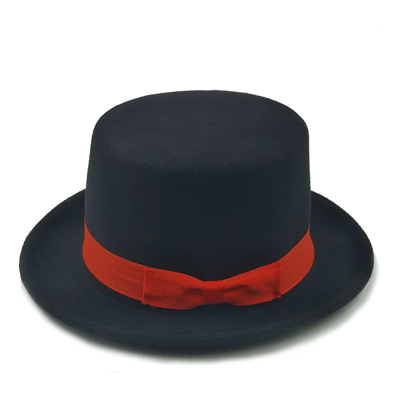 Classic Wool Felt President Hats Equestrian Cap Magic Hat Victorian Gentlemen Mad Top Hat Men Women Vintage Hatter Black Red