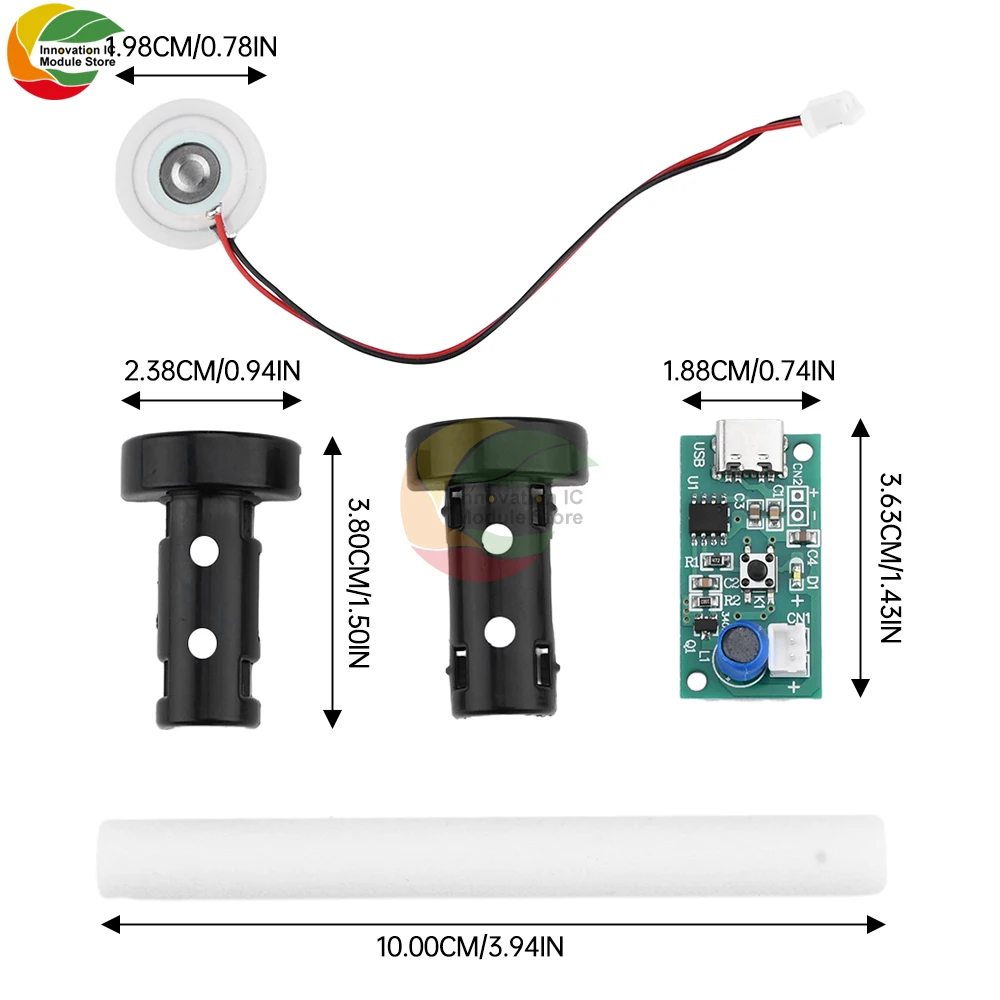 DC5V Ultrasonic Spray Humidifier Electronic Atomization Module Set Universal Humidification Module TYPE-C