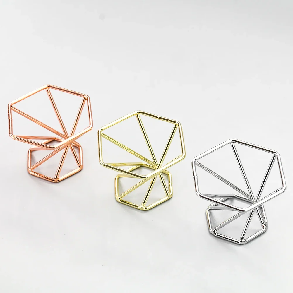 Metal Hexagram Crystal Ball Base Natural Stone Tray Personality Geometric Splicing Craft Home Desktop Decor Metal Rack Crafts