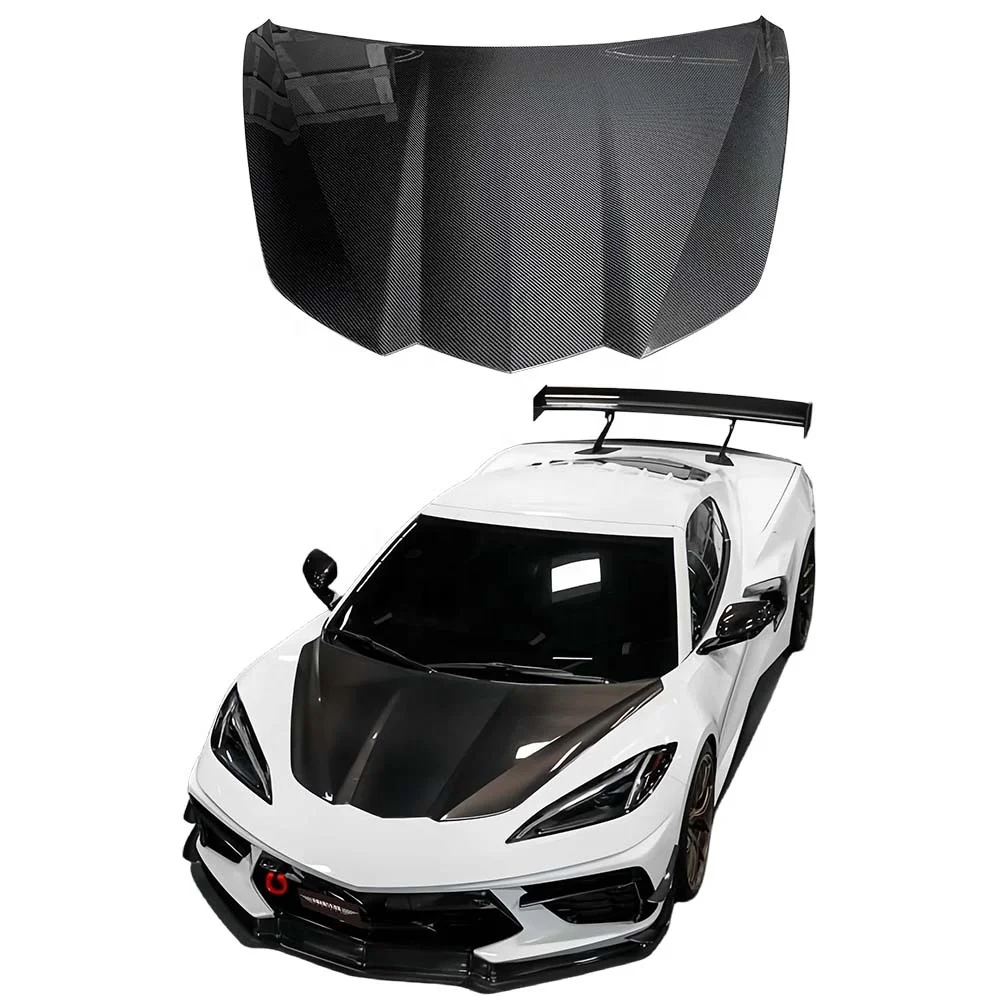 New High Quality Carbon Fiber Bonnet Hood for Chevrolet Corvette C8 with 2-Year Warranty and Perfect Fitment