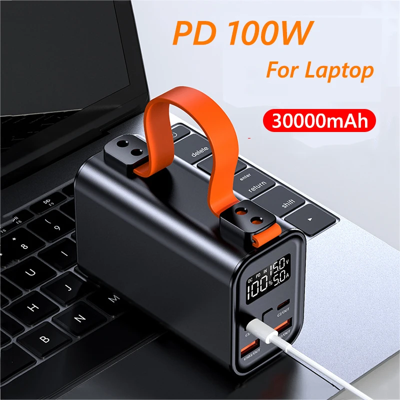 

Power Bank 30000mAh 100W USB C Two-Way Fast Charging Powerbank for iPhone 15 14 Xiaomi Samsung Notebook Laptop Powerbank PD 45W