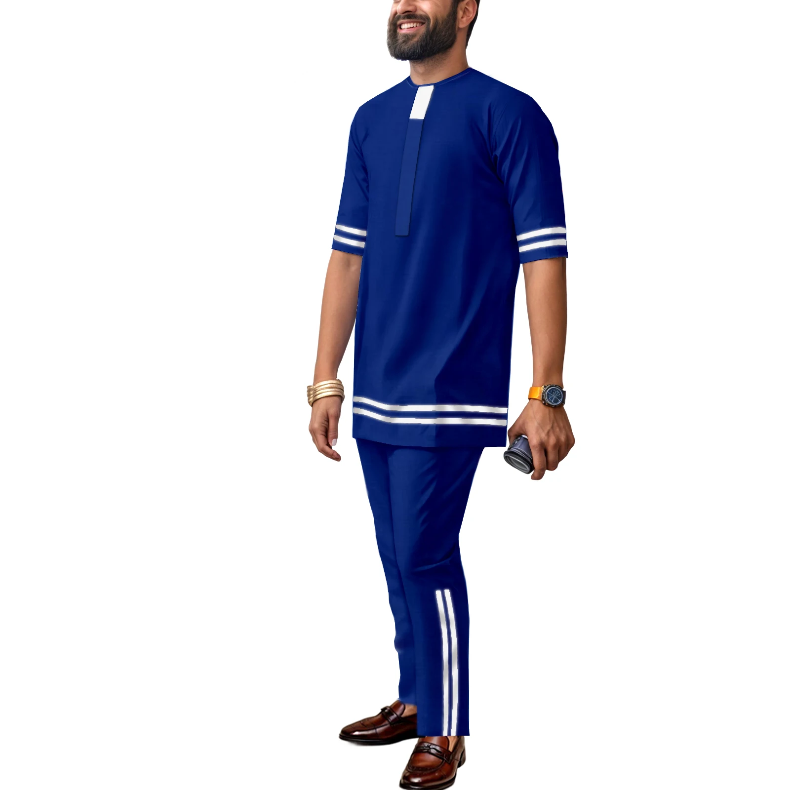 

SEA&ALP African Attire For Men Dashiki Fashion Print Short Sleeve Shirt And Pants 2 Piece Set Outfits Casual Summer Clothing