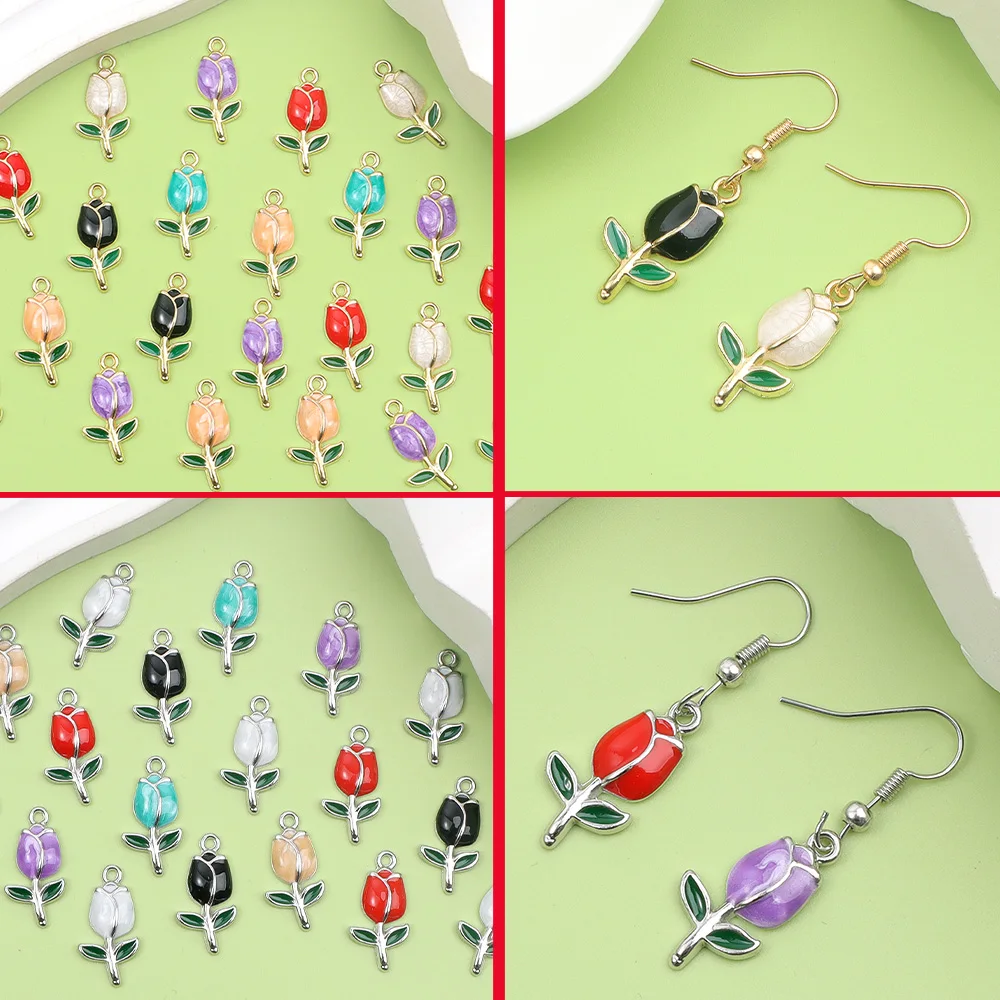 

6/17/27 шт. многоцветная эмалированная подвеска в форме розы, можно использовать для браслетов «сделай сам», ожерелий, сережек, декоративных аксессуаров