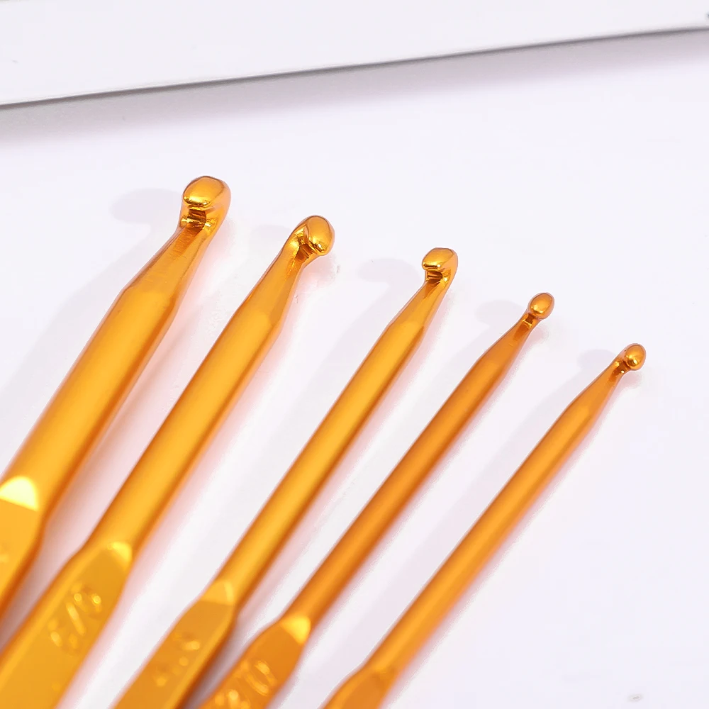 1/5PCS Double Head Sewing Crochet Hooks Gold Aluminum Alloy Knitting Crochet Needles DIY Yarn Clothing Handmade Weaving Tools