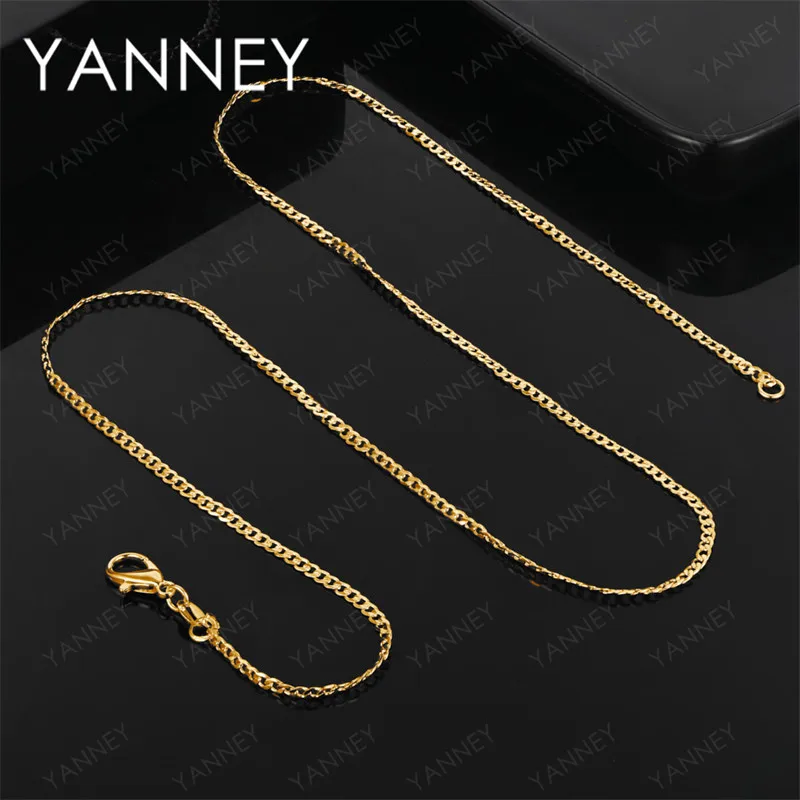 

Fashion 925 Silver 18k Gold 2mm Thin Chain Necklace Men And Women Party Gift Jewelry Hip Hop Punk Accessories