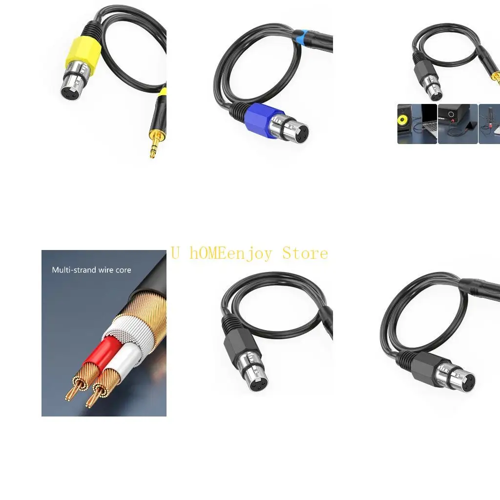 B0KF Thin 3.5mm To 3Pin Female Connectors Stage Performances Music Streaming Cord