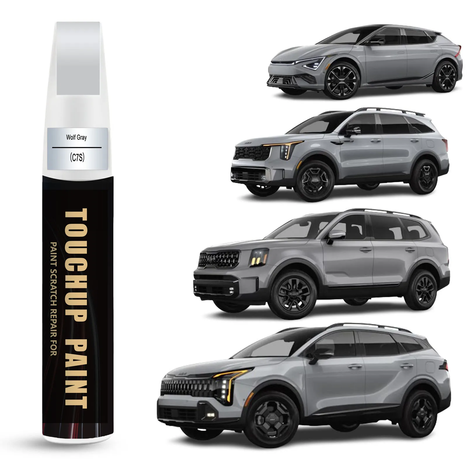 Car Touch Up Paint(Wolf Gray(C7S)) for Kia Car Paint Scratch Repair Kit, Quick & Easy Solution to Repair