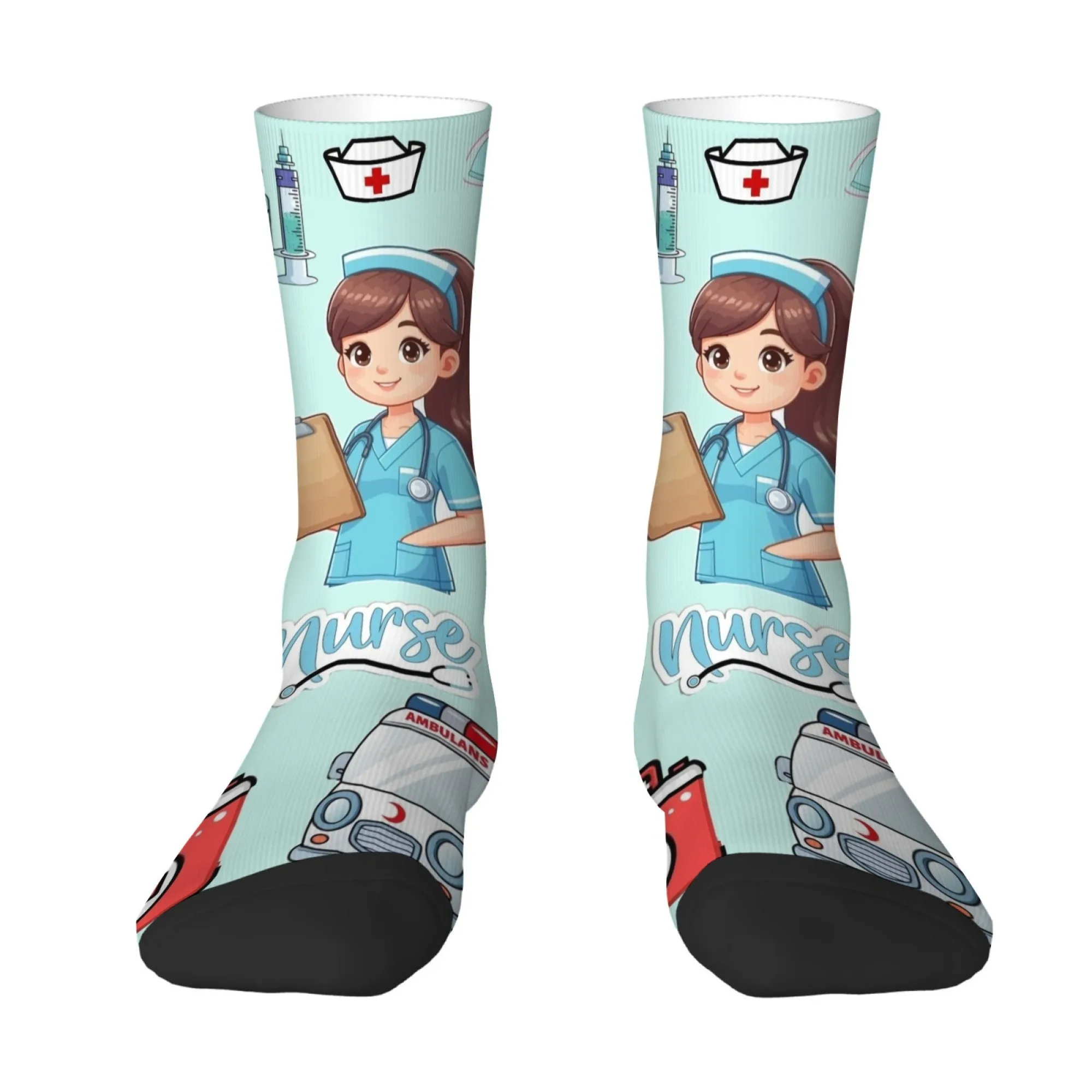 

Уличные носки унисекс с принтом медсестры длиной до середины икры, удобный дышащий и стильный дизайн, подходит для повседневного повседневного использования или спорта
