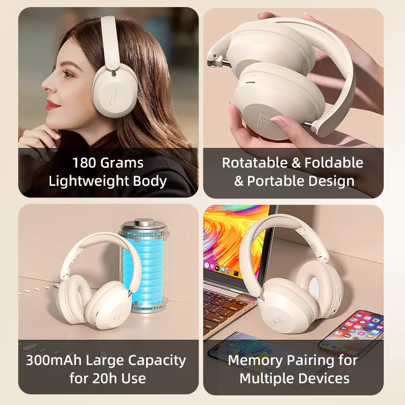 New SY-T4 Head-mounted Wireless Bluetooth Headphones Built-in Dual Mic Foldable Rotatable Music Game Headset Support TF Cards