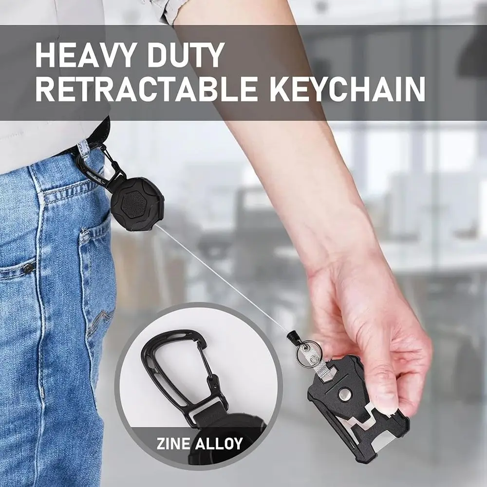 Retractable Badge Holder and Heavy Duty Badge Keychain with Belt Clip  ID Card Holder Accessories Carabiner Badge Holder image 5