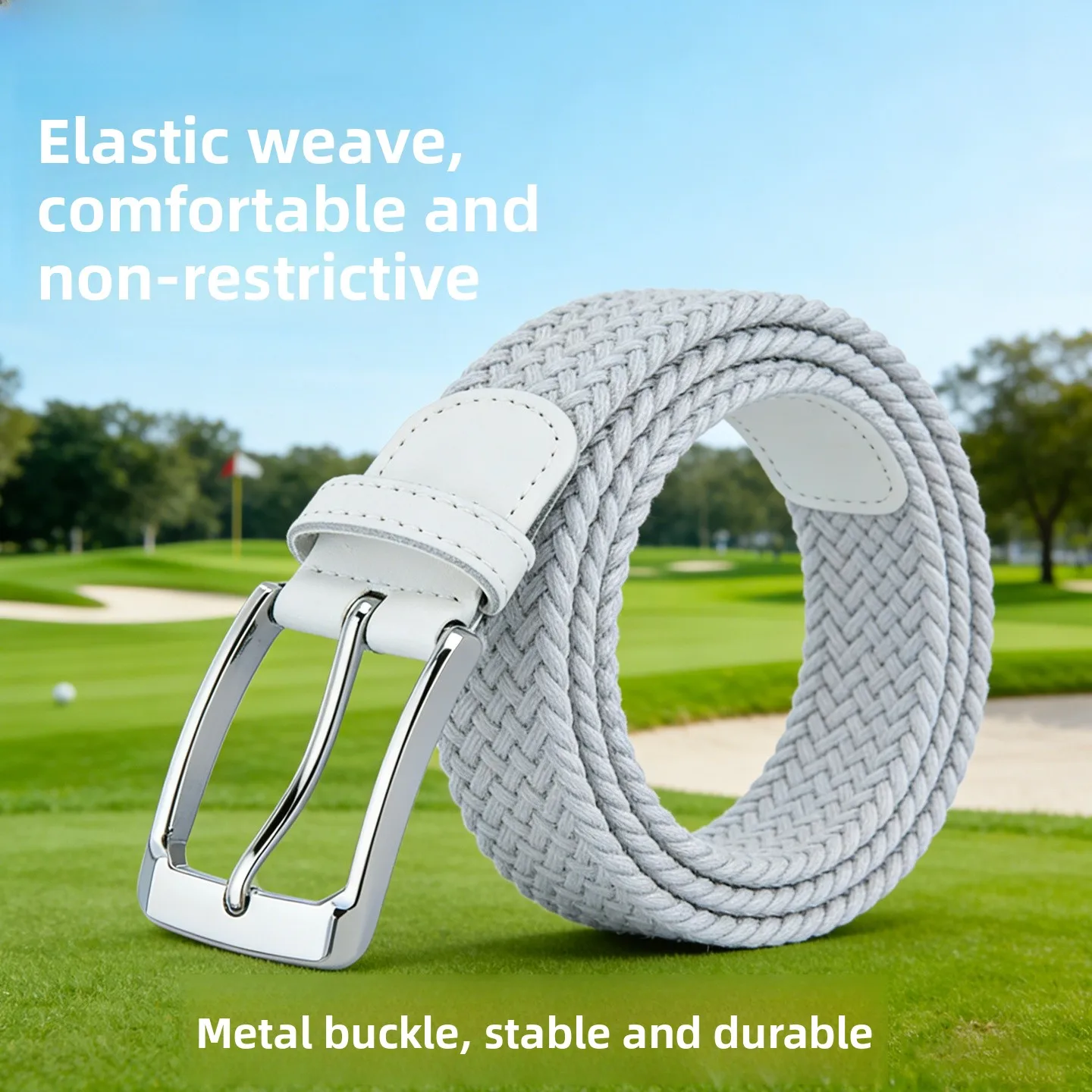 new-golf-belt-men's-woven-elastic-comfortable-metal-buckle-versatile-fashion-golf-ball-sports-belt-slim-fit-regular-thickness