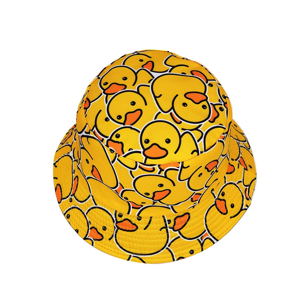 Bocca Cartoon Duck Bucket Hat Yellow Panama Fisherman Hats Double Sides Reversible Cute Summer Travel Outdoor Fashion Bob Cap