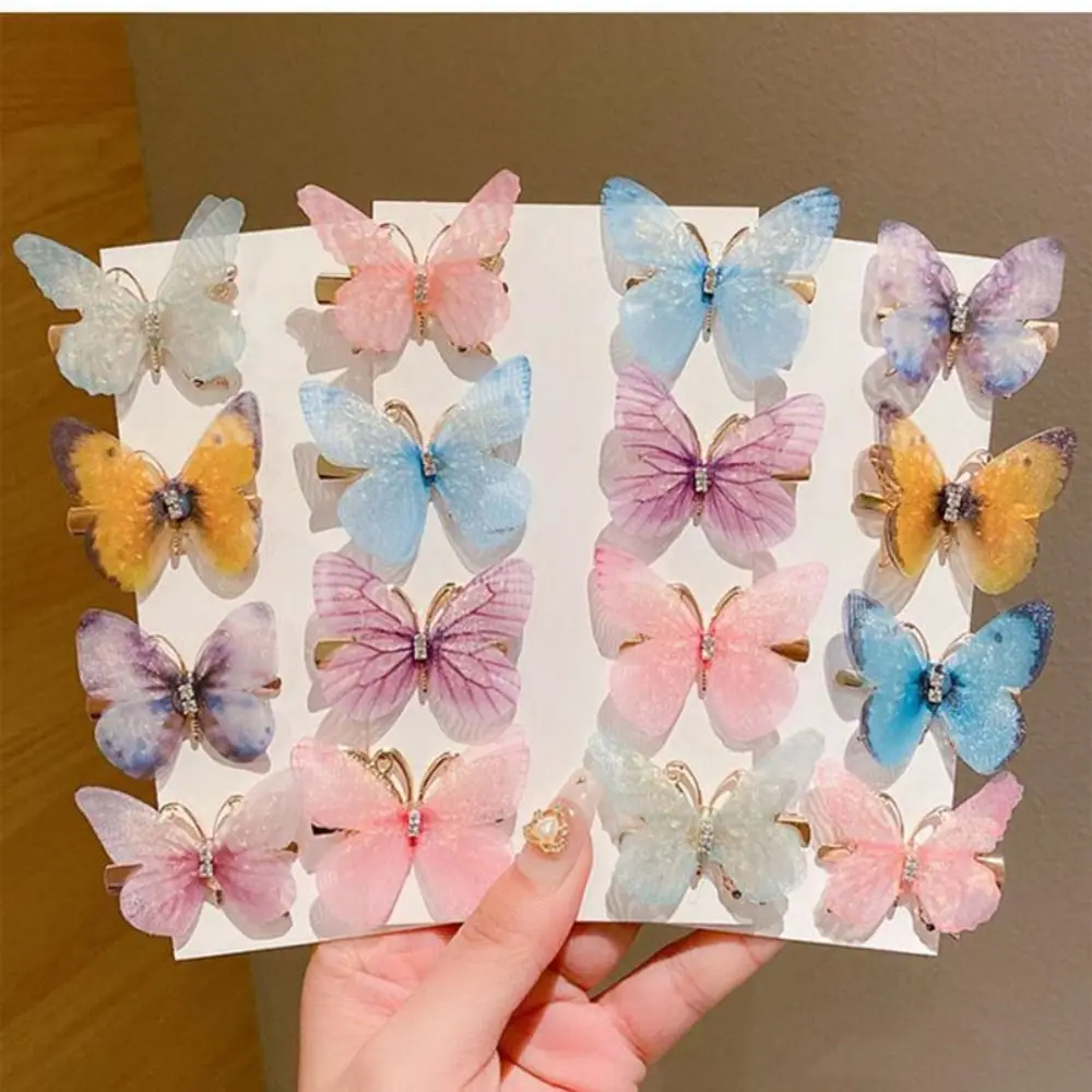 5/6Pcs Colorful Butterfly Hairpins Girl Hair Clips Barrettes Women Sweet Hair Ornament Rainbow Headwear Fashion Hair Accessories