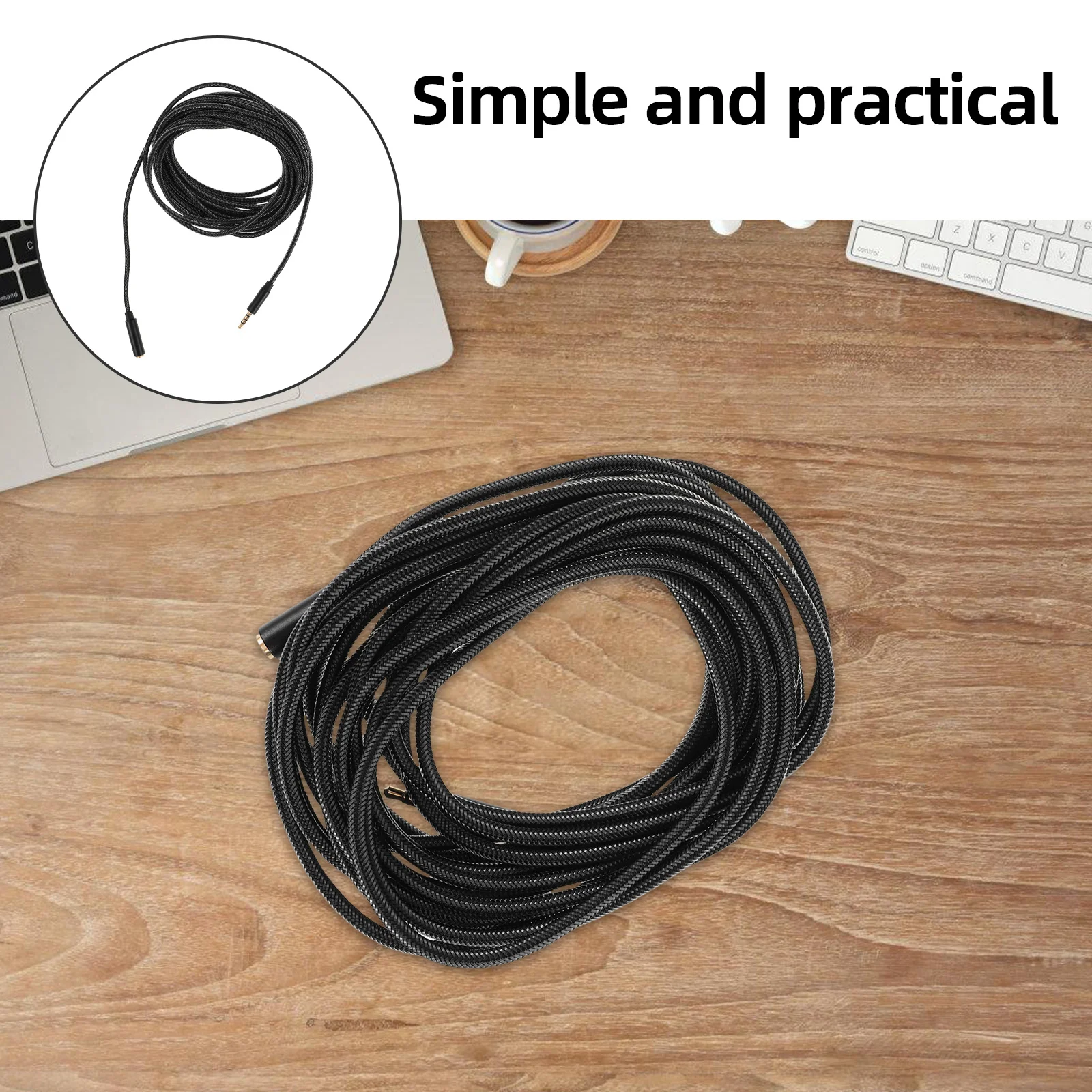 

5M Headphone Extension Cord Durable Audio Cable Flexible Earphone Wire Strain Relief Jack Aux Extender For Computer Speakers