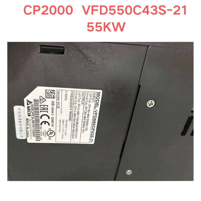 Second  hand DELAT CP2000  VFD550C43S-21  55KW  test OK