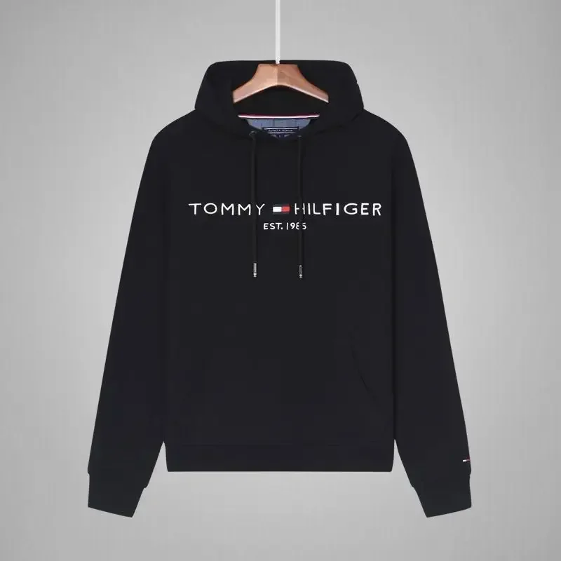 Winter Brand Tommy Cotton Large Size Hooded Sweater Men's Long Sleeve Jacket Loose Trend Versatile Premium Casual Hoodie