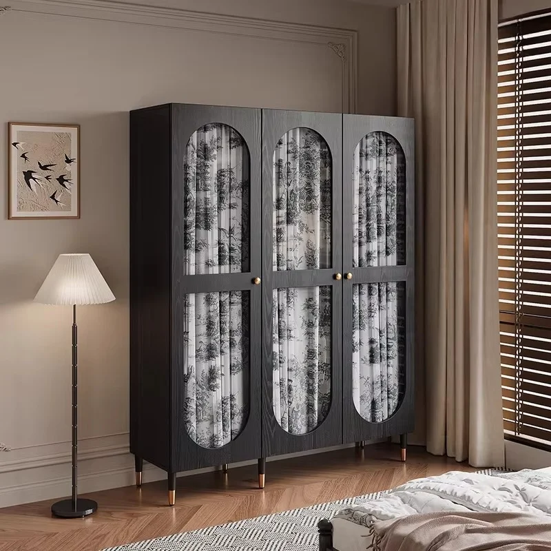 French Small Bedroom Wardrobe Simple Modern Glass Door Locker Open Organizer Wardrobe Storage Cabinets Armario Furniture Home